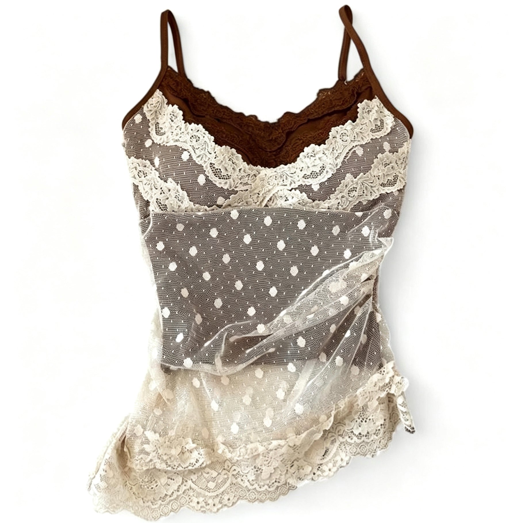 polka dot lace cami top