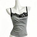gray lace cami top with adjustable straps