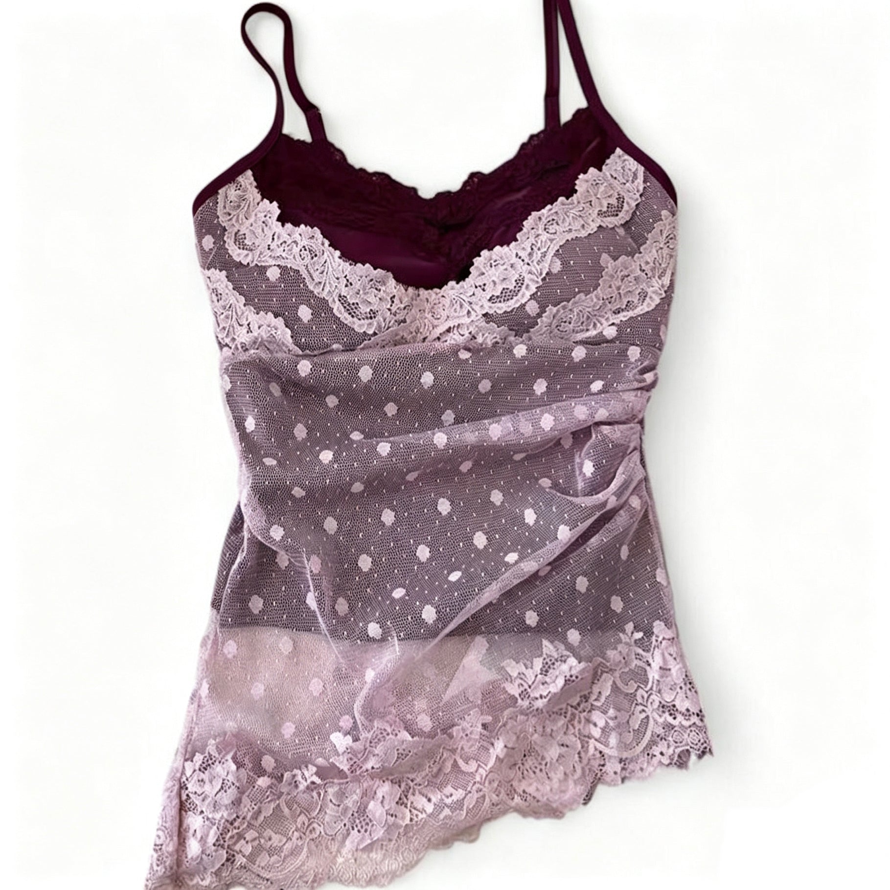 polka dot lace cami top