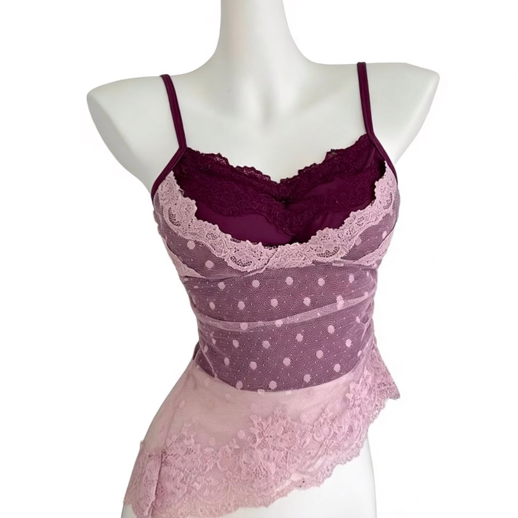 polka dot lace cami top