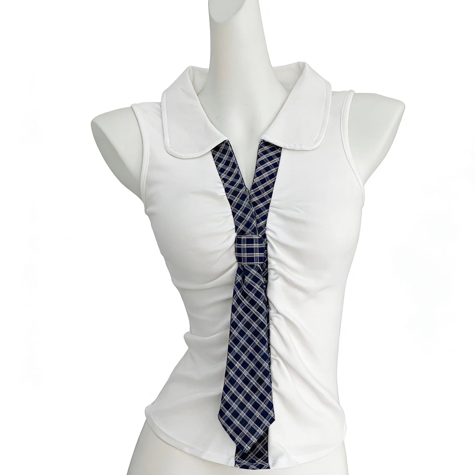 plaid tie detail top with a touch of whimsy