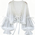 lace mesh cardigan with tie waist