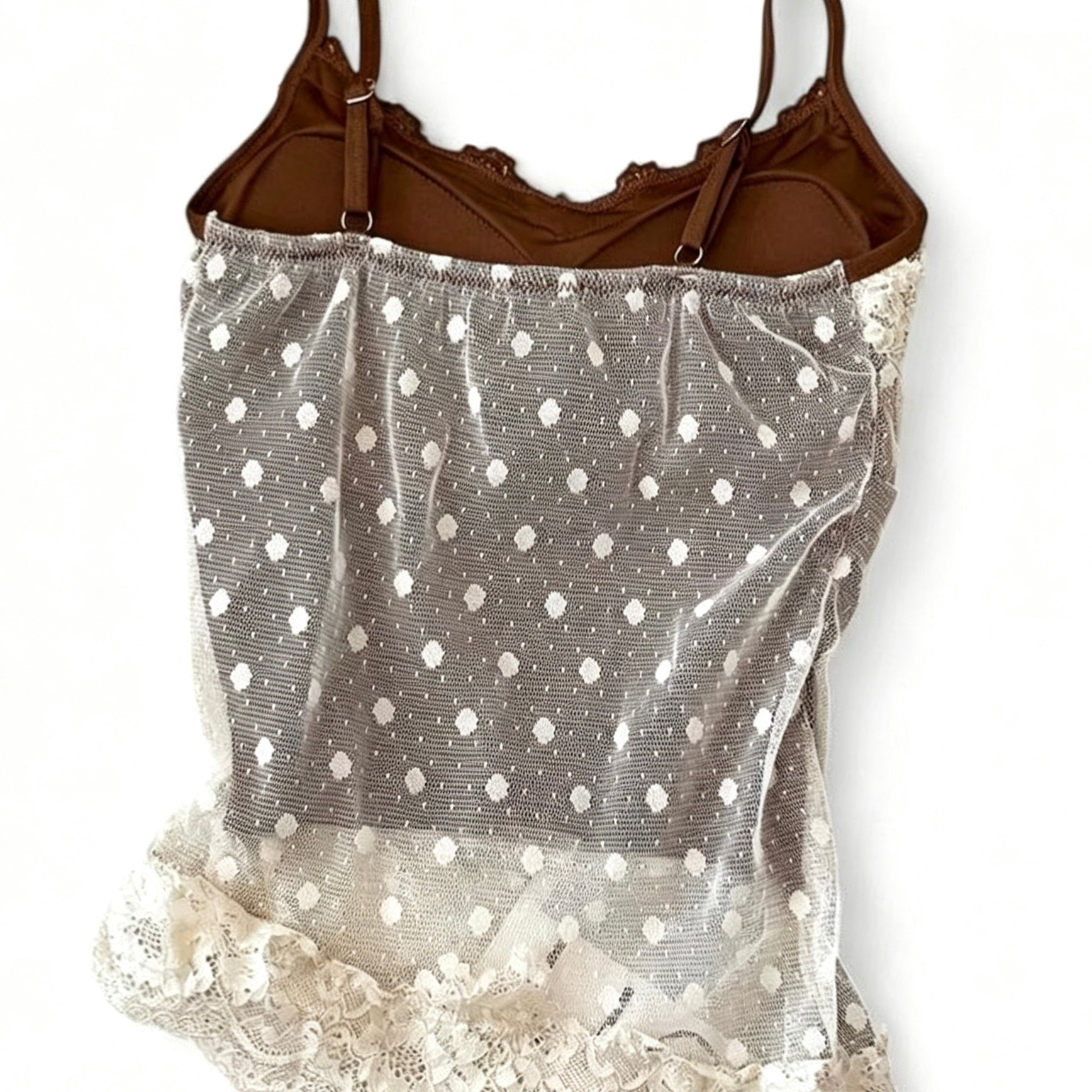 polka dot lace cami top