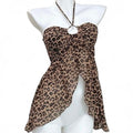 leopard print halter top（multiple wearing styles）