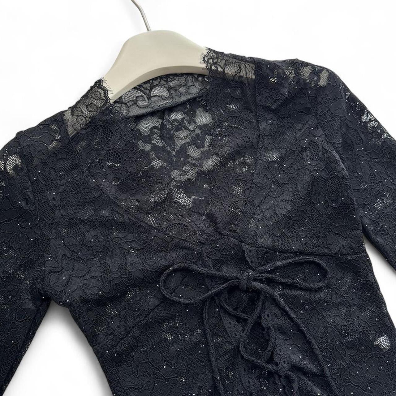 lace long sleeve top with tie waist