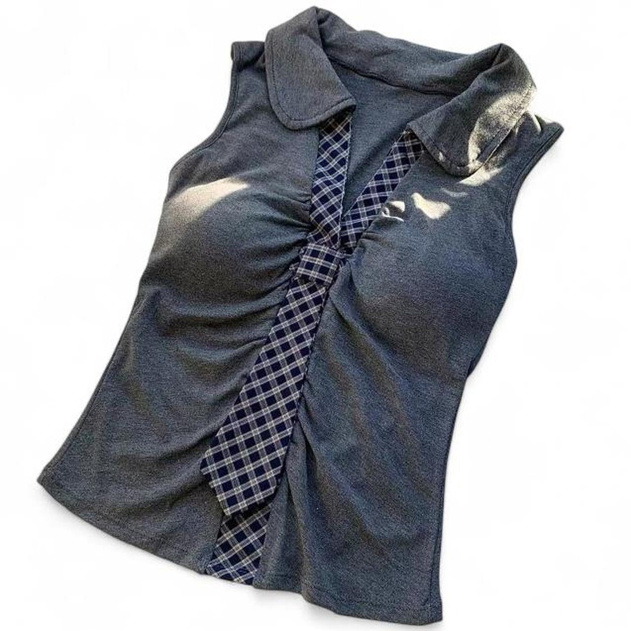 plaid tie detail top with a touch of whimsy