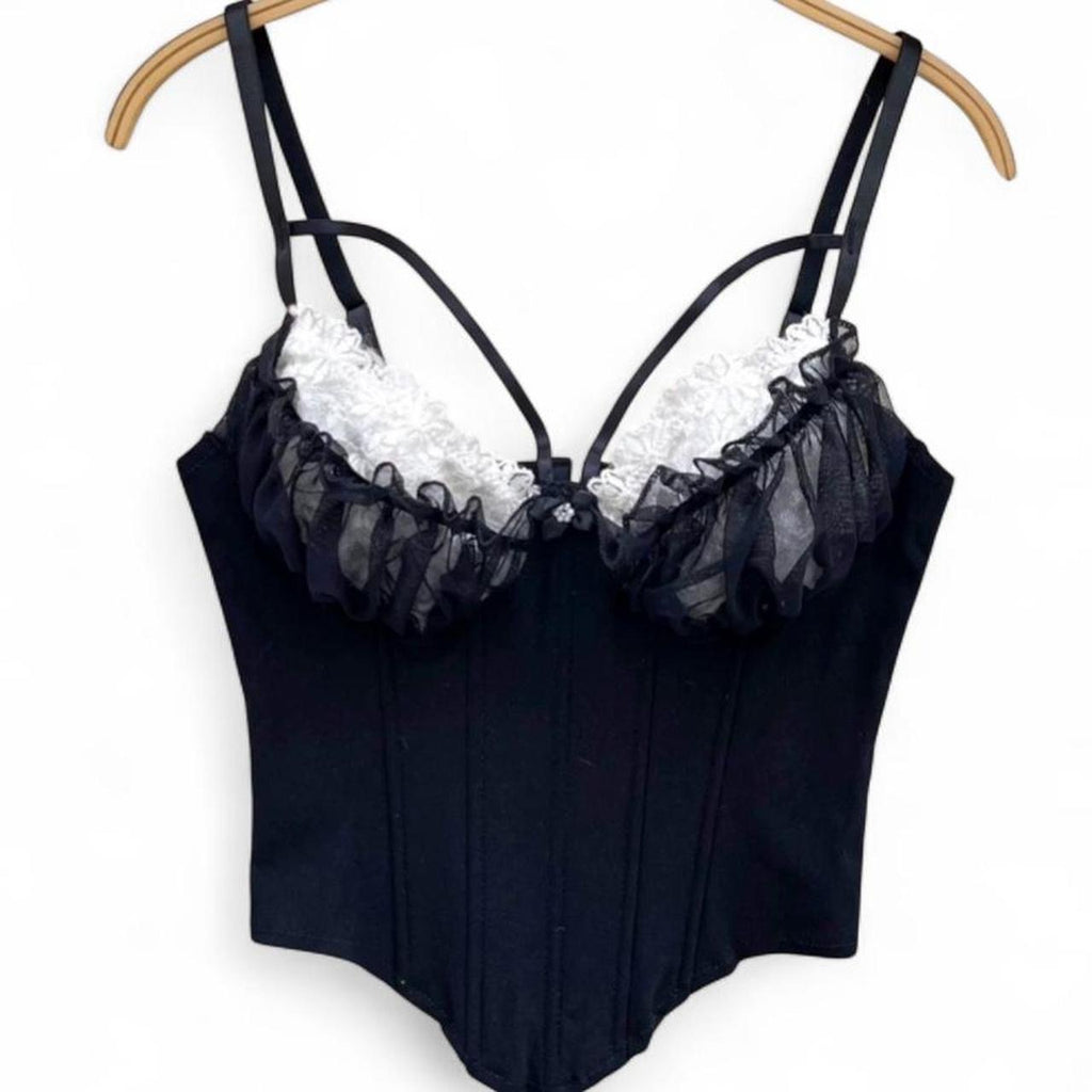 black lace corset top