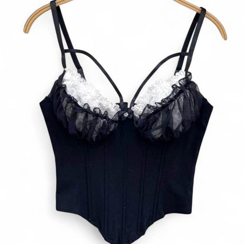 black lace corset top