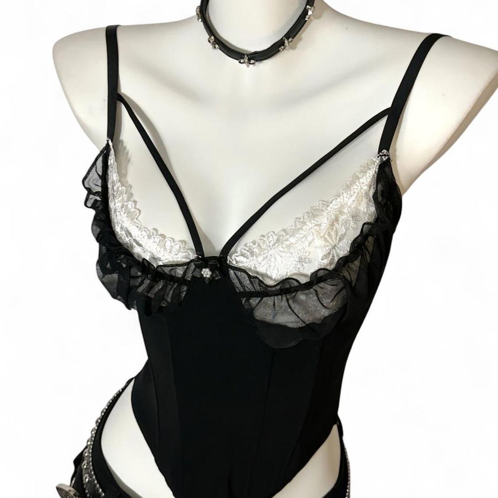 black lace corset top