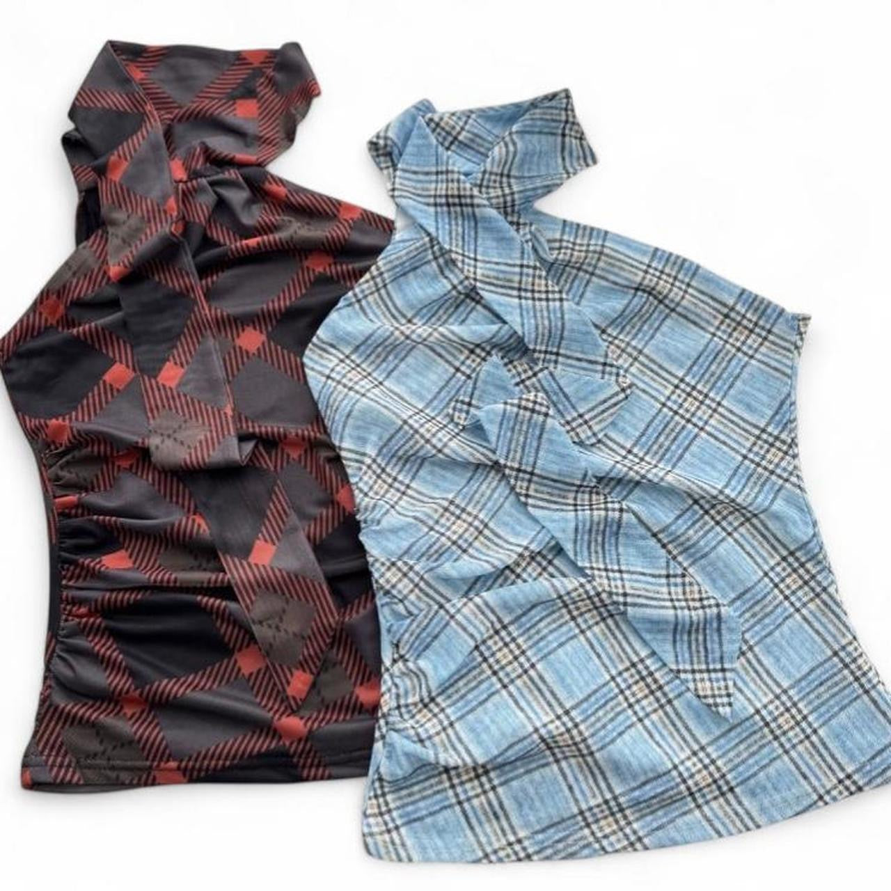 plaid halter top with tie detail