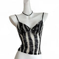 black & white lace zebra cami top with adjustable straps