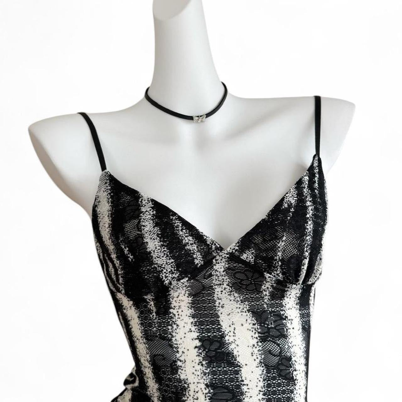 black & white lace zebra cami top with adjustable straps