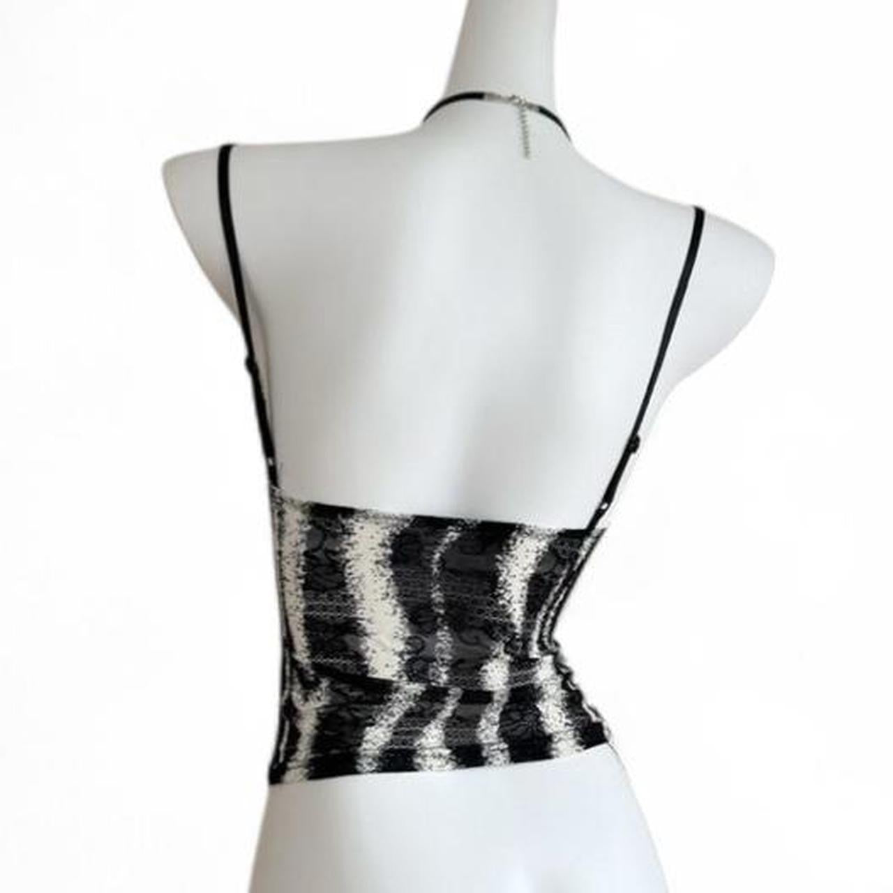 black & white lace zebra cami top with adjustable straps