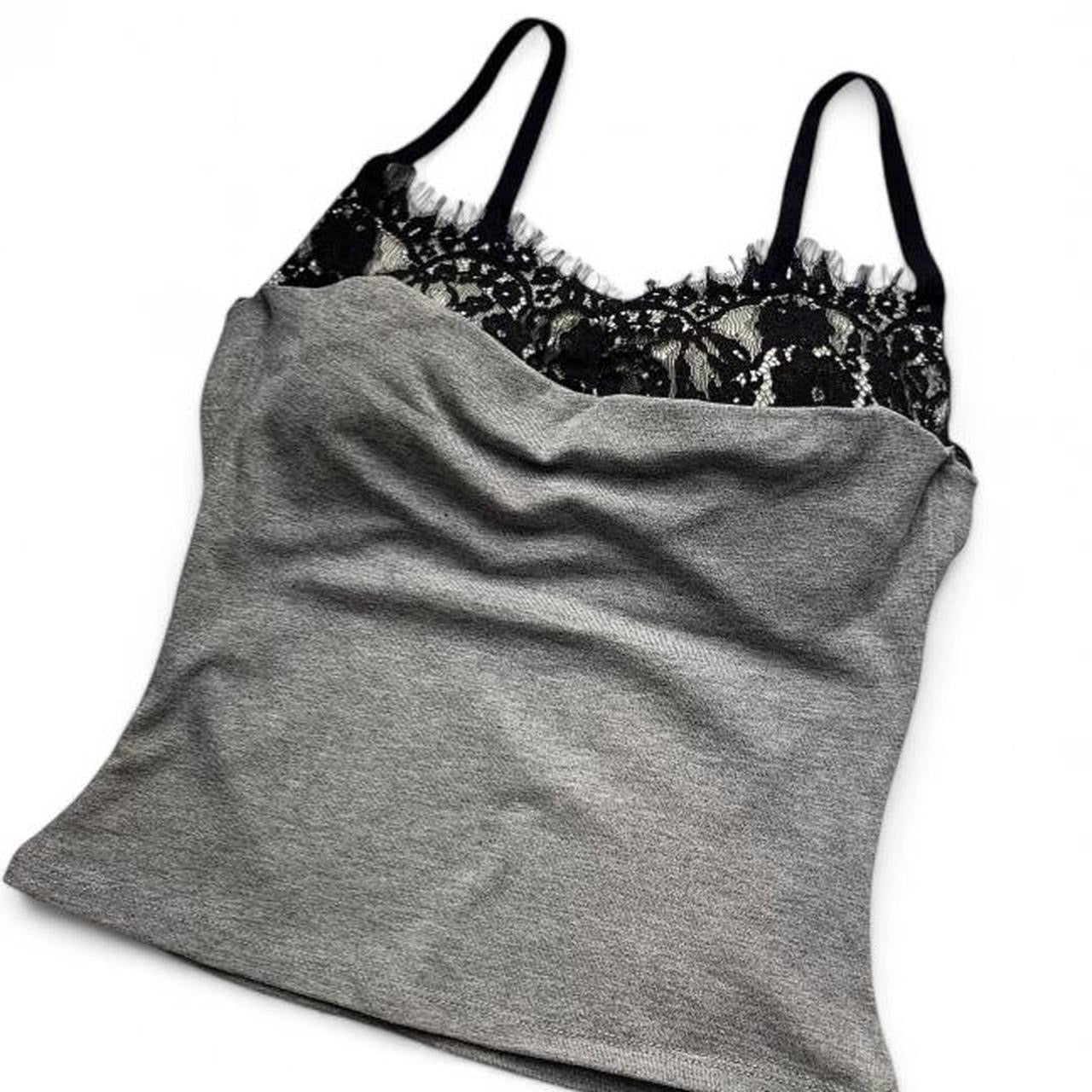 gray lace cami top with adjustable straps