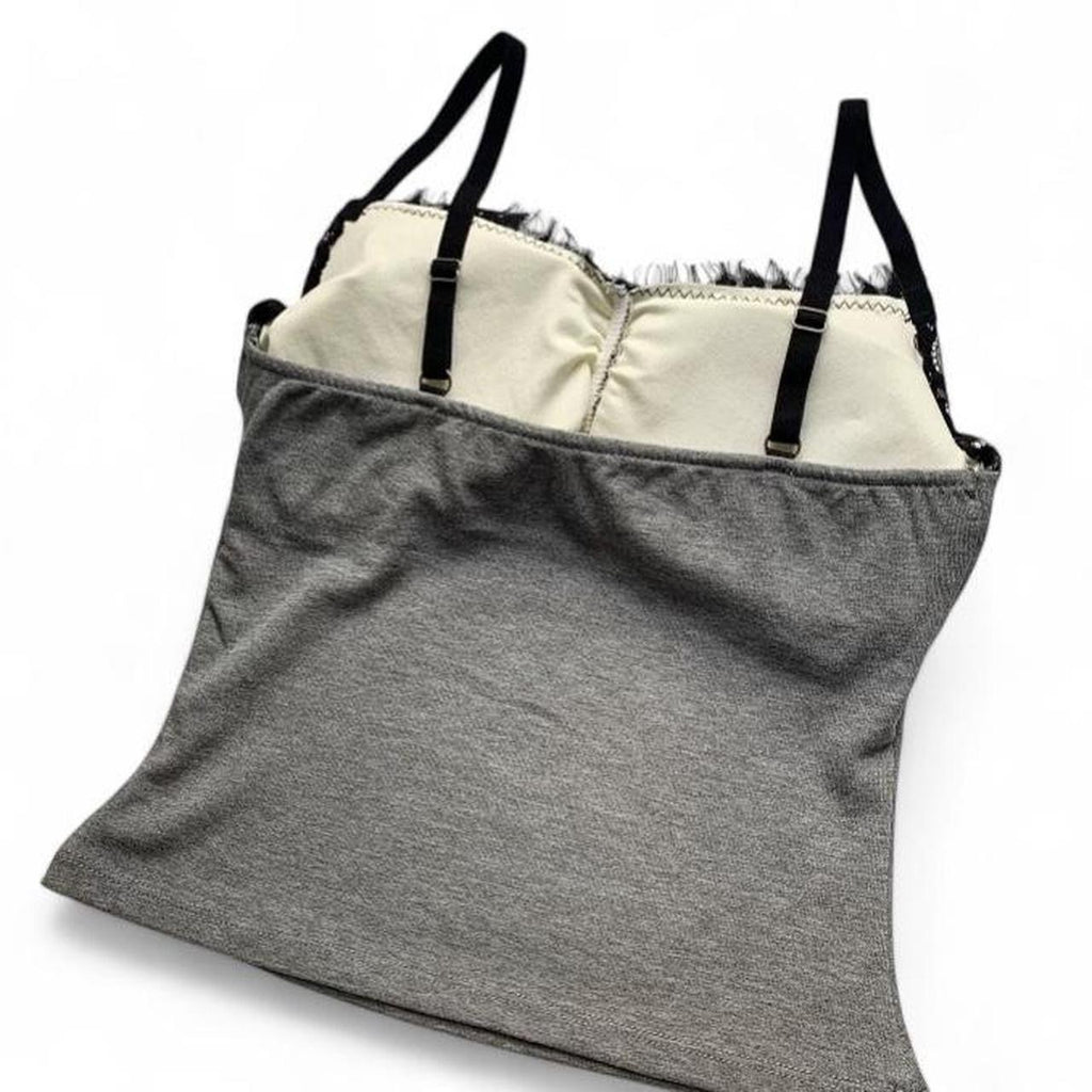 gray lace cami top with adjustable straps