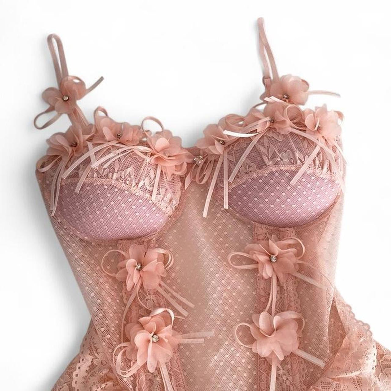 lace corset top with flower details