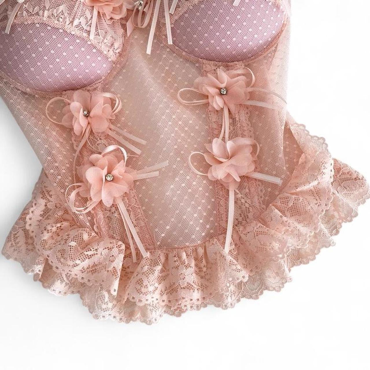 lace corset top with flower details