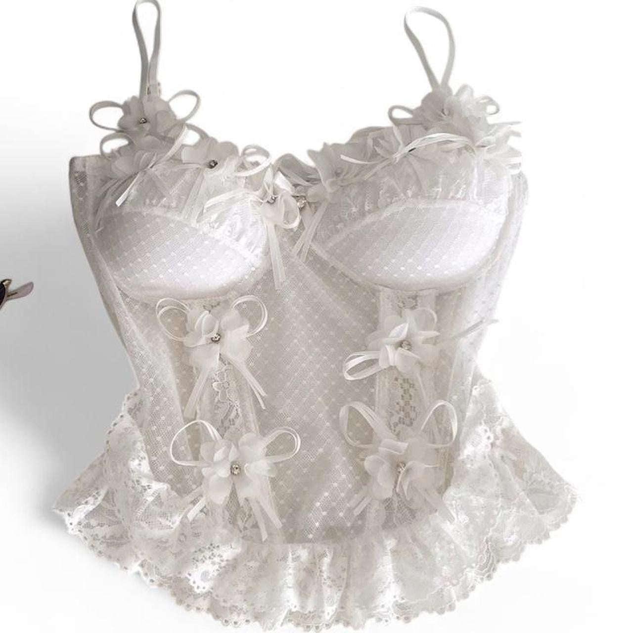 lace corset top with flower details