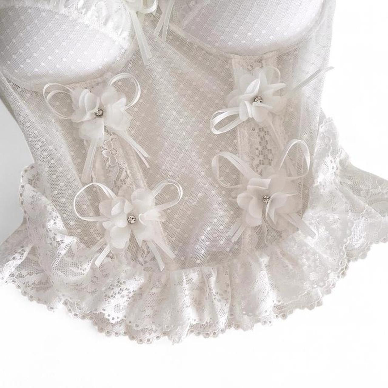 lace corset top with flower details