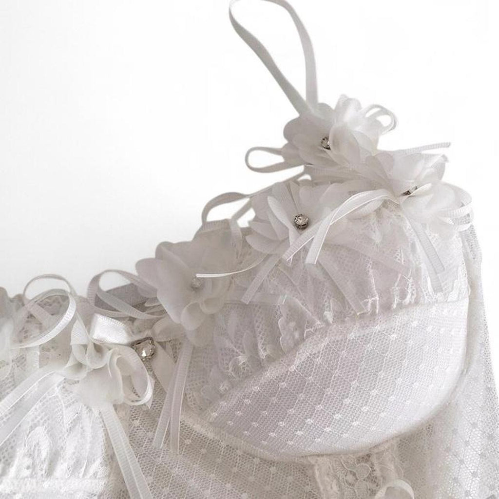 lace corset top with flower details