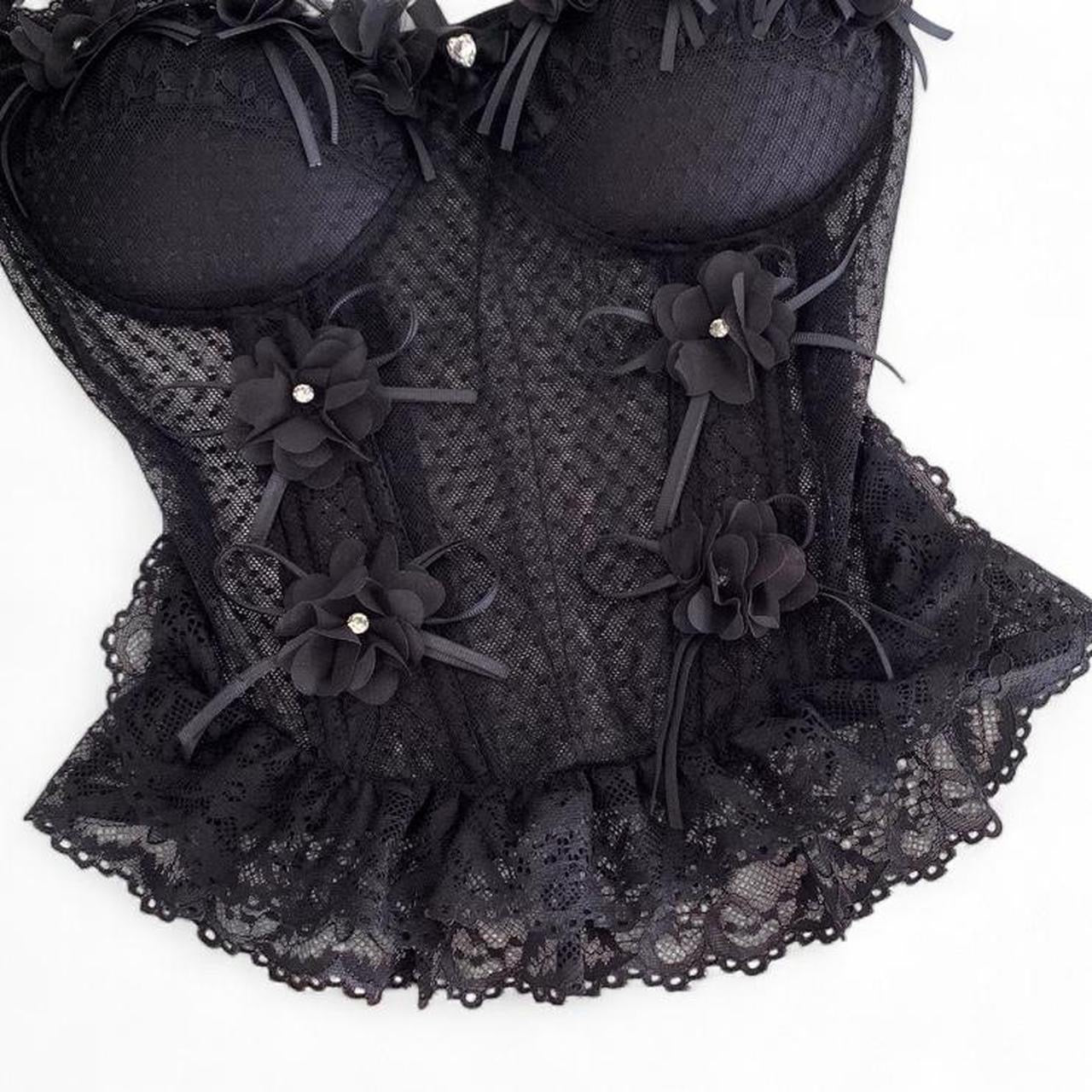 lace corset top with flower details