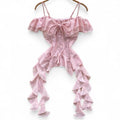 floral cami corset top with ruffles