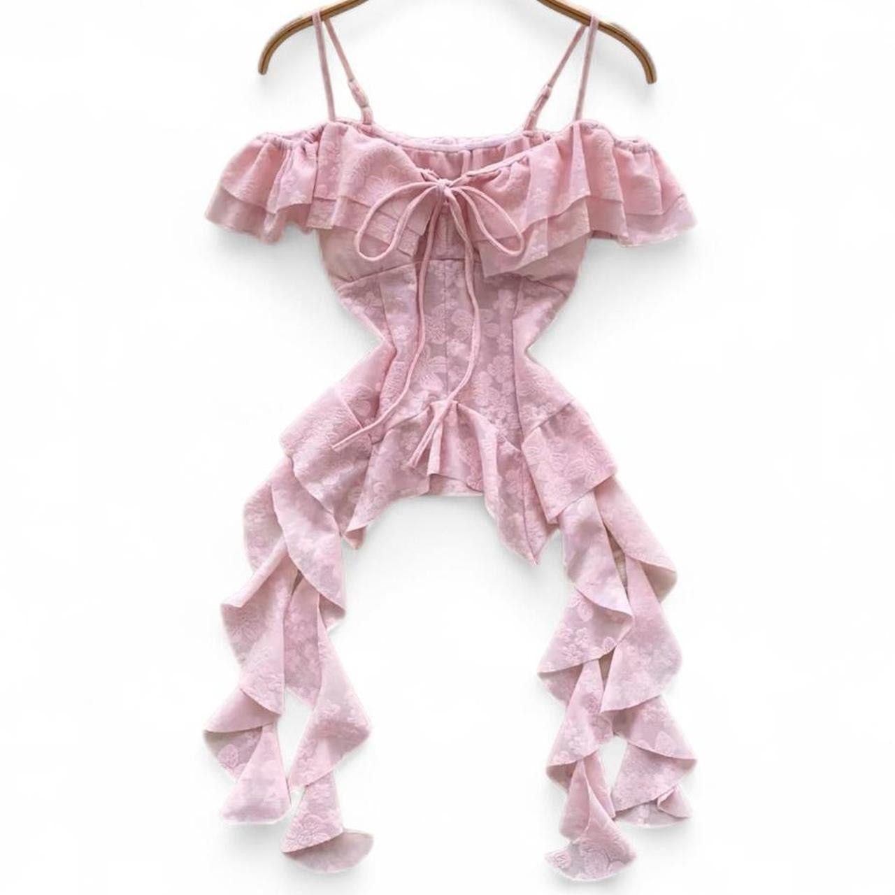 floral cami corset top with ruffles