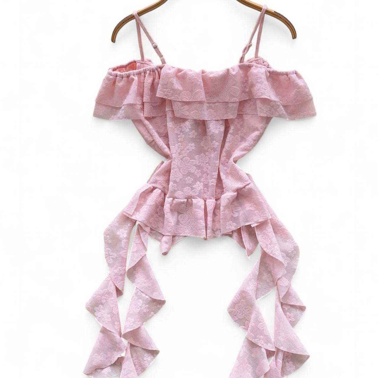 floral cami corset top with ruffles