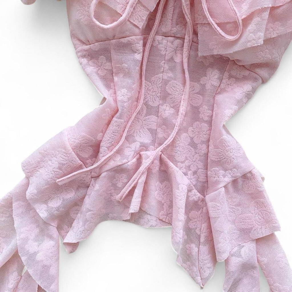 floral cami corset top with ruffles
