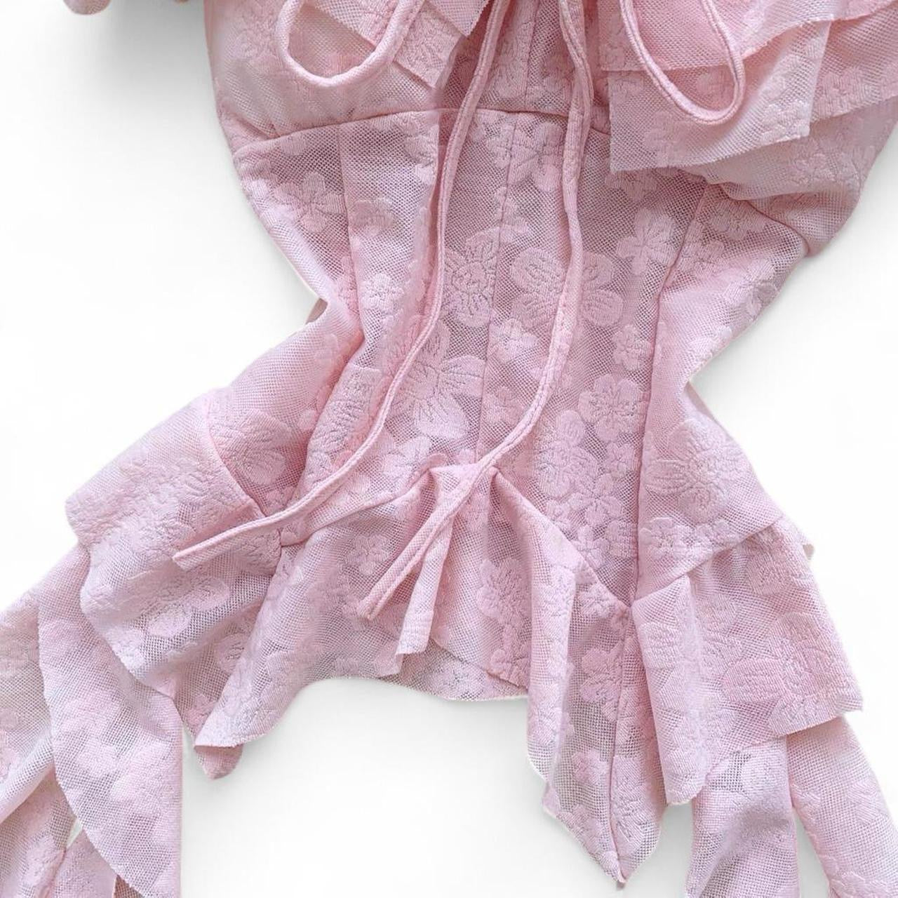 floral cami corset top with ruffles