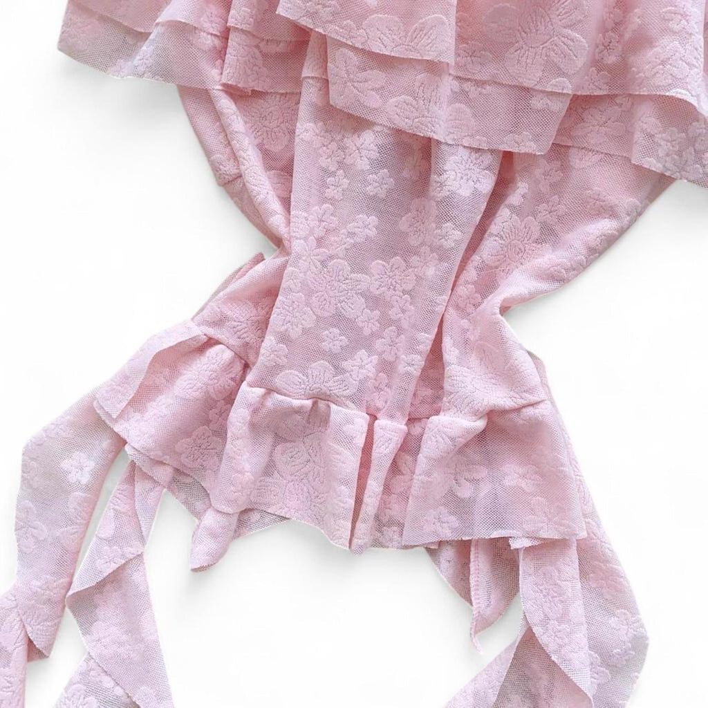 floral cami corset top with ruffles
