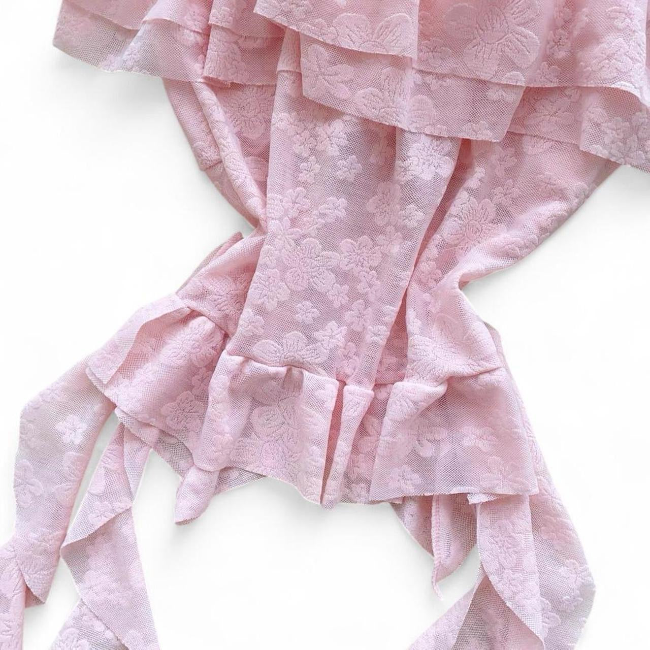 floral cami corset top with ruffles