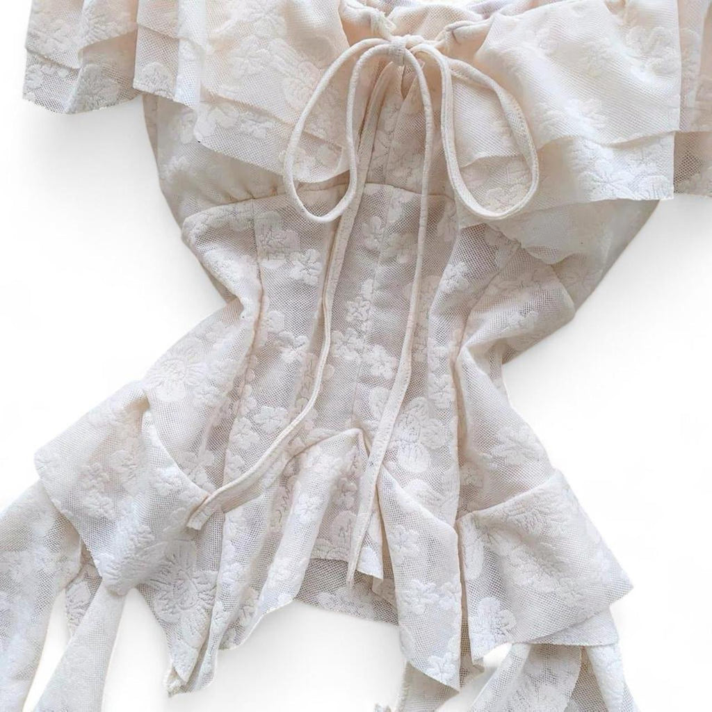 floral cami corset top with ruffles