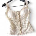 cream lace cami top with button front