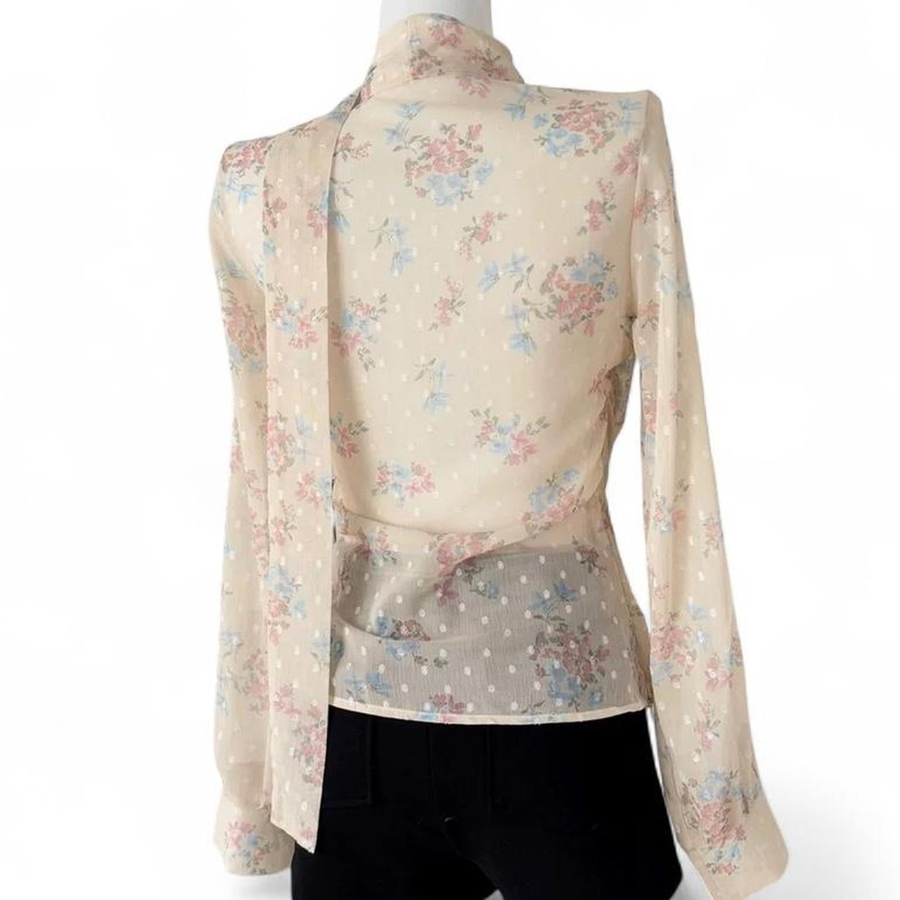 floral sheer blouse with polkda dot