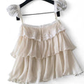 lace cami top with ruffles and lace details