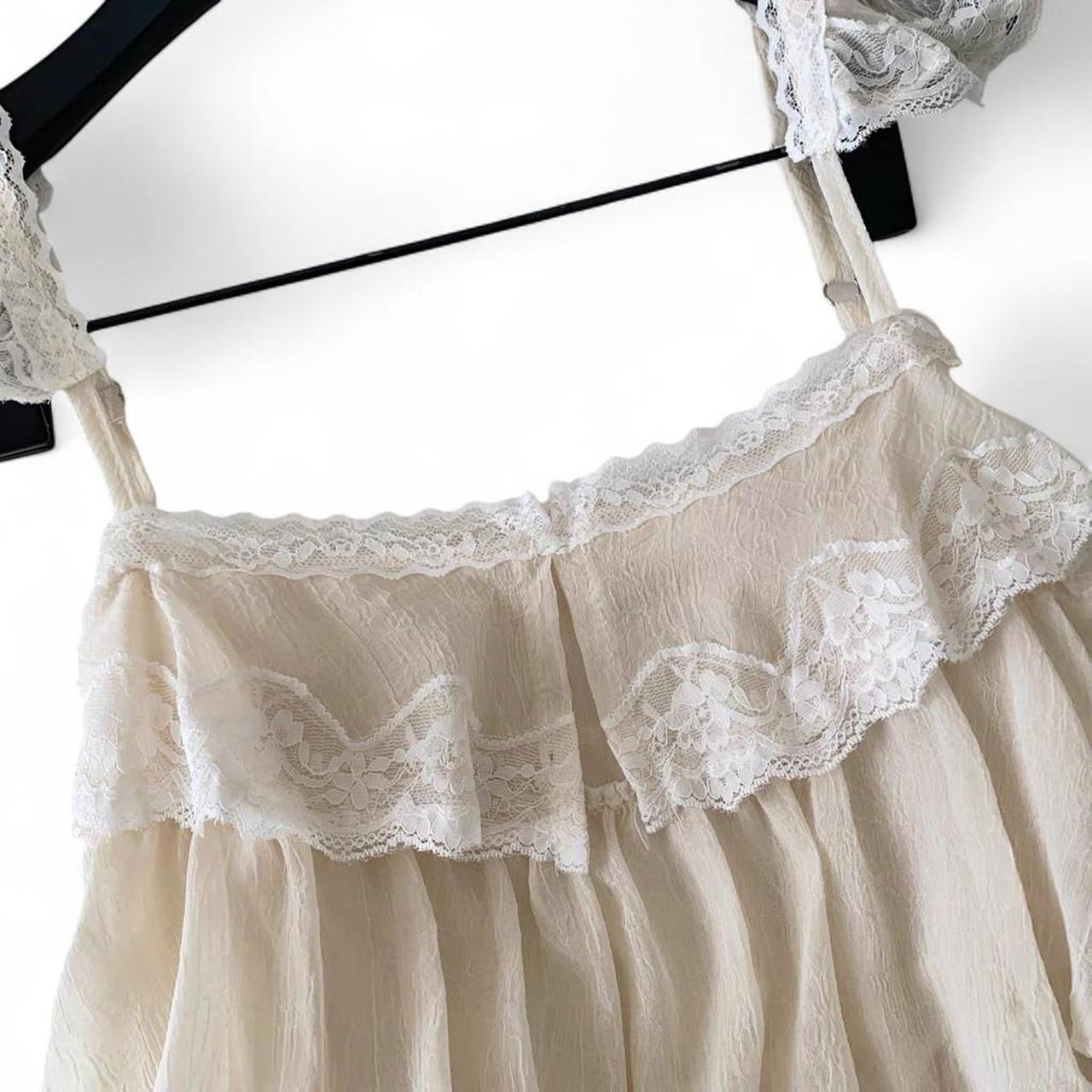 lace cami top with ruffles and lace details