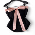 corset tube top with pink bow