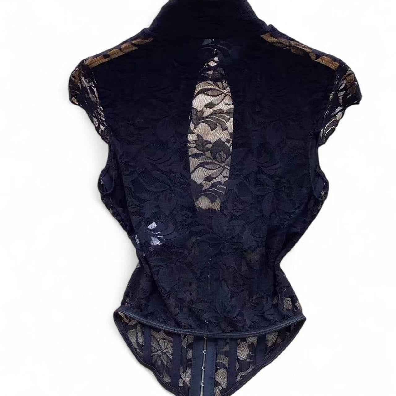 black lace corset top with bow detail