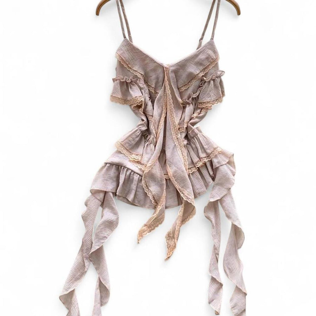 ruffle cami top with adjustable straps