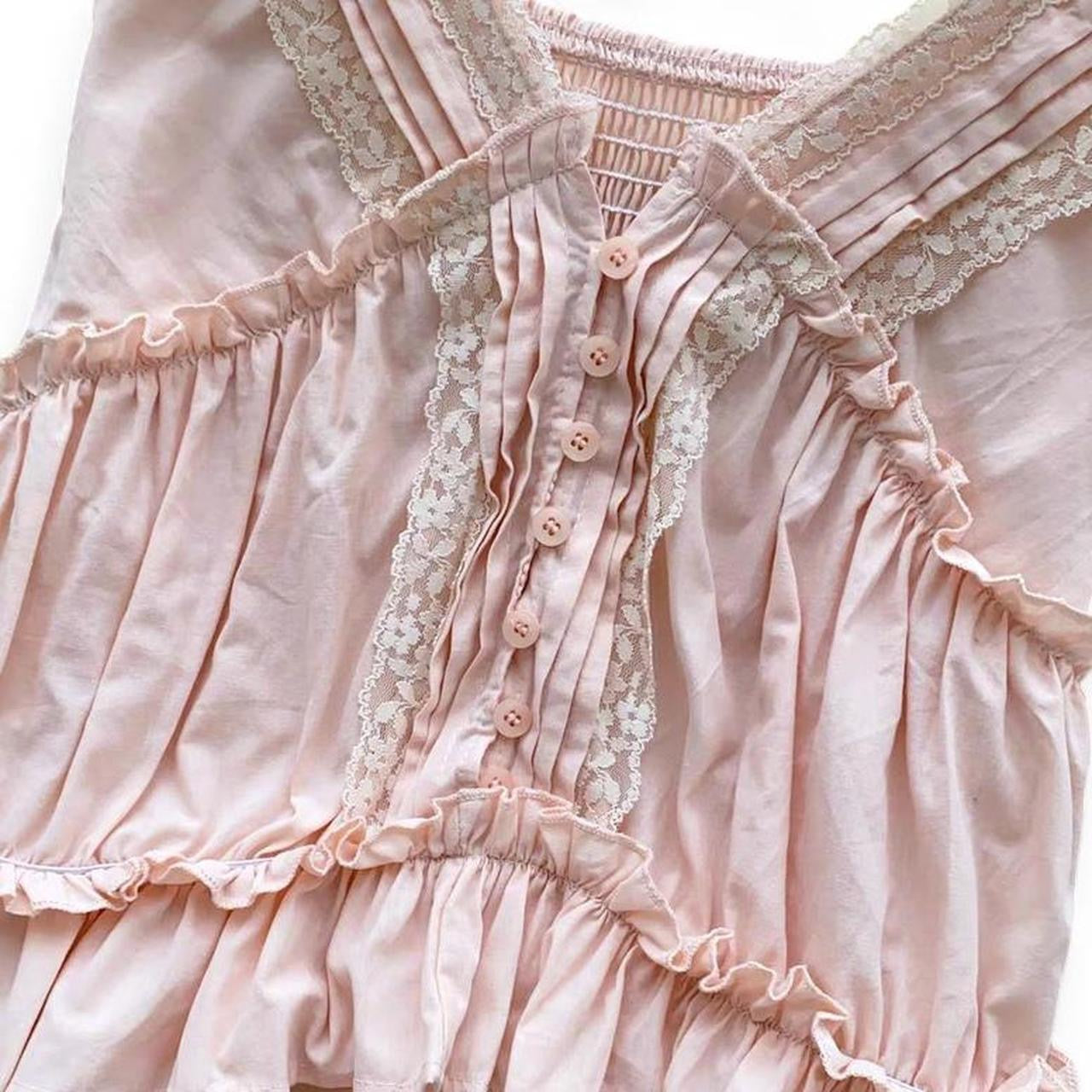 lace babydoll top with button front and ruffles