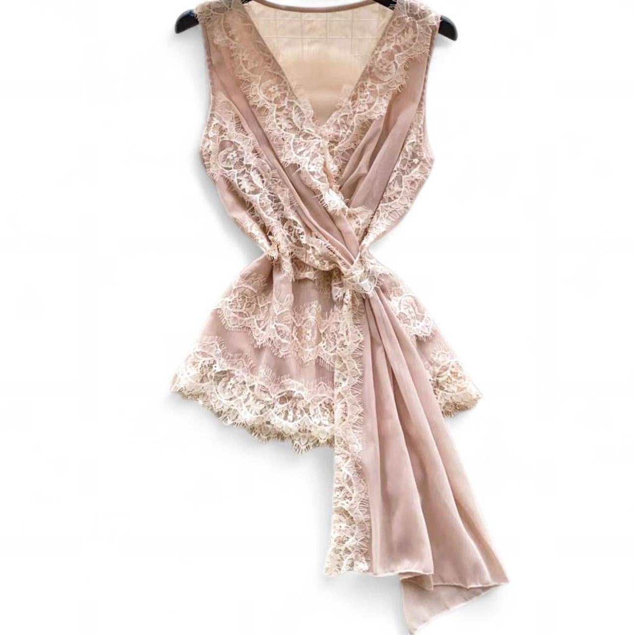 lace wrap top with tie detail