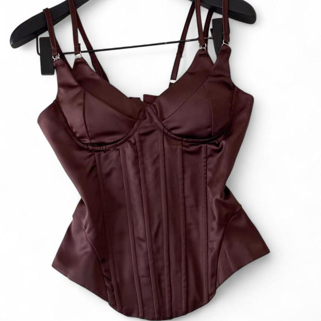 satin corset top with adjustable straps