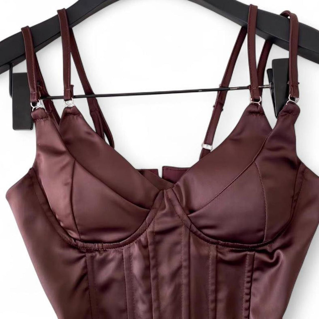 satin corset top with adjustable straps