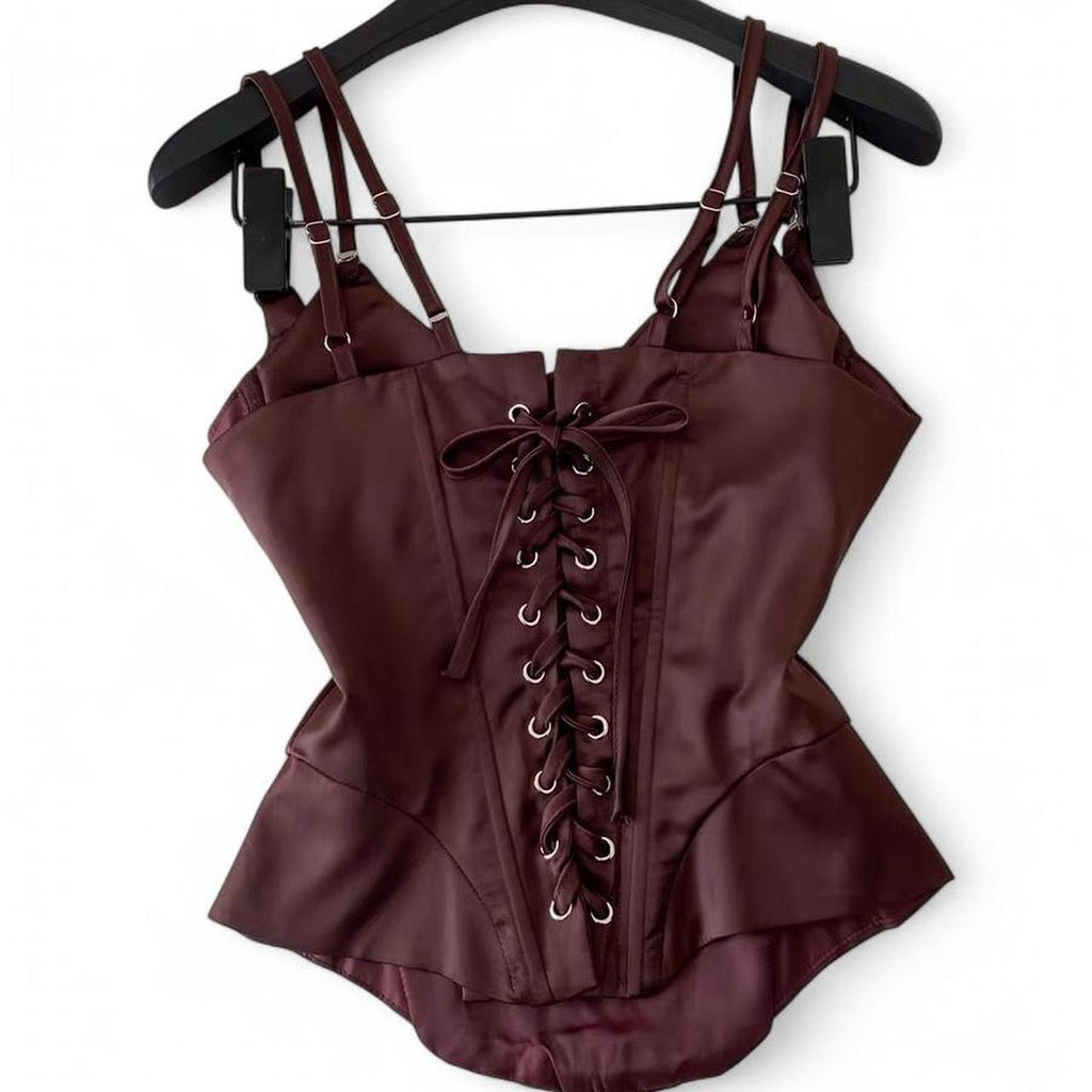 satin corset top with adjustable straps