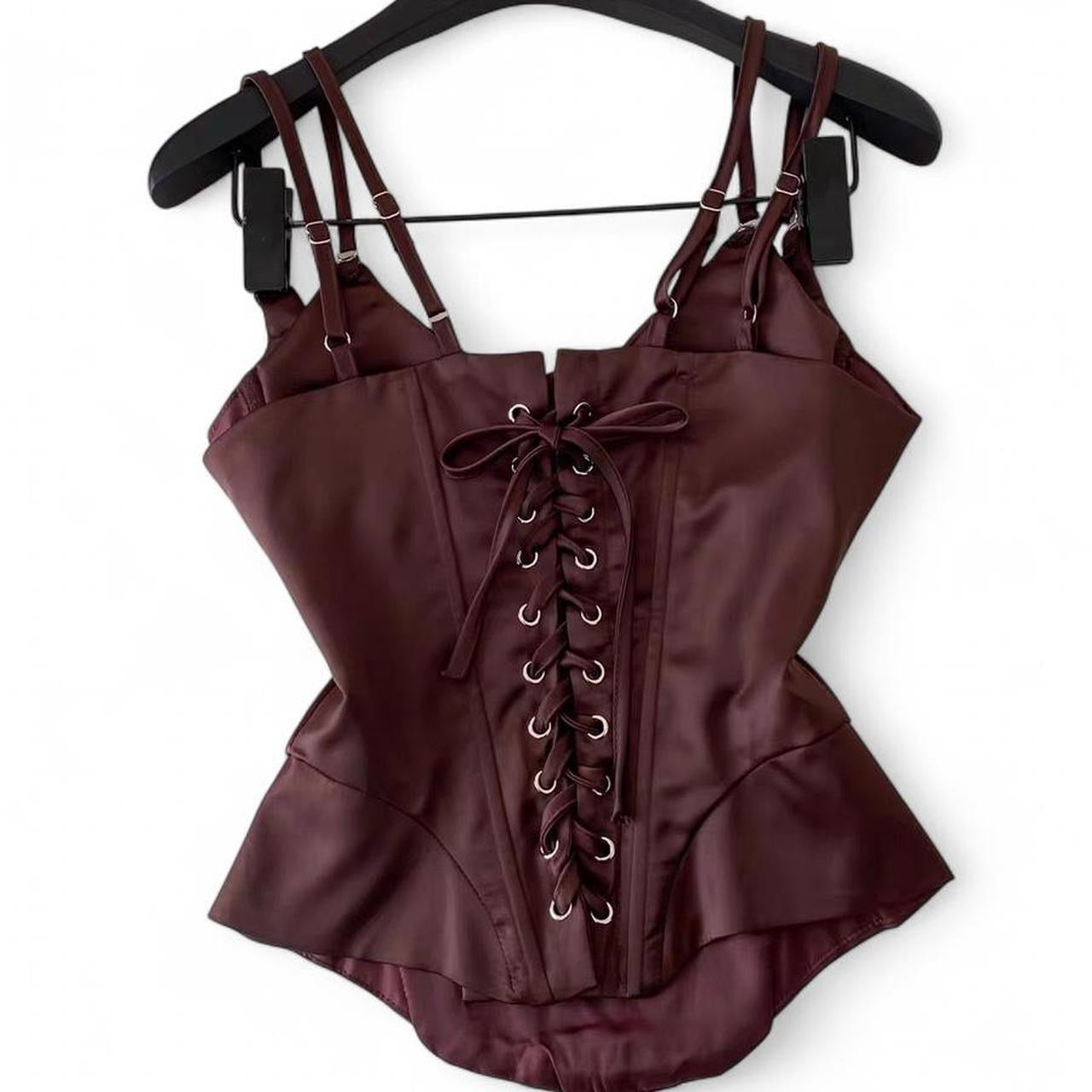 satin corset top with adjustable straps