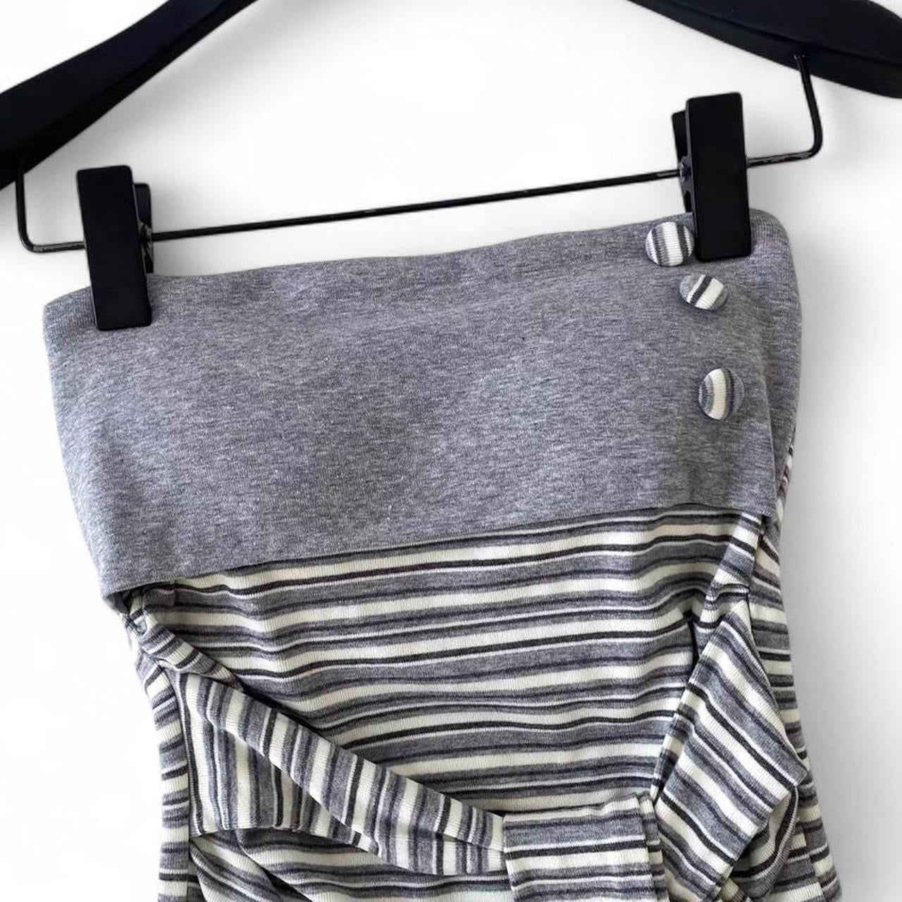 striped tube top with button detail