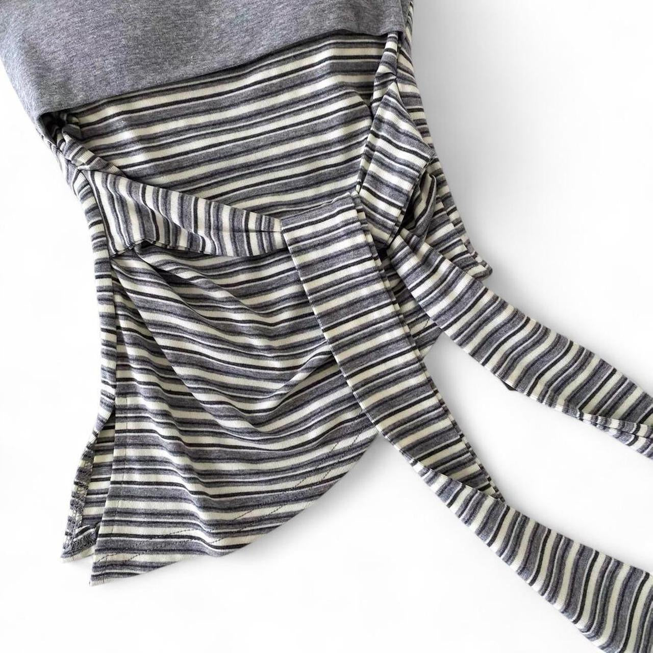 striped tube top with button detail