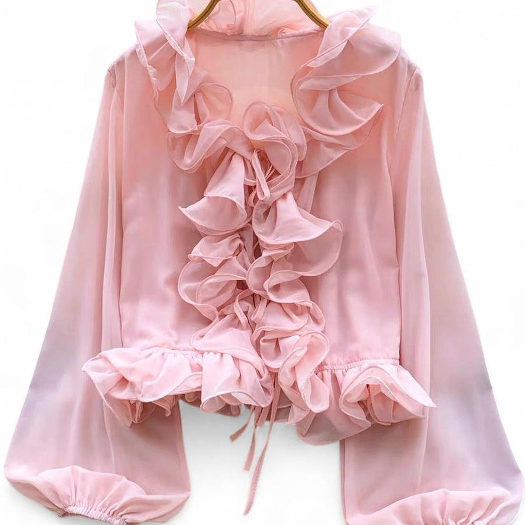 ruffle blouse with tie detail