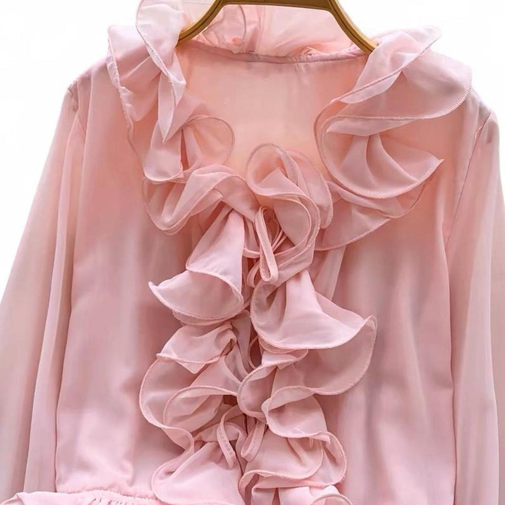 ruffle blouse with tie detail